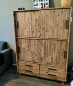 2 kasten acacia hout - kast en dressoir, Ophalen, Gebruikt, 150 tot 200 cm, 150 tot 200 cm