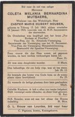 Coleta M.B. Mutsaers 1863 Tilburg + 1924 Tilburg, 60 jaar, Verzenden, Bidprentje