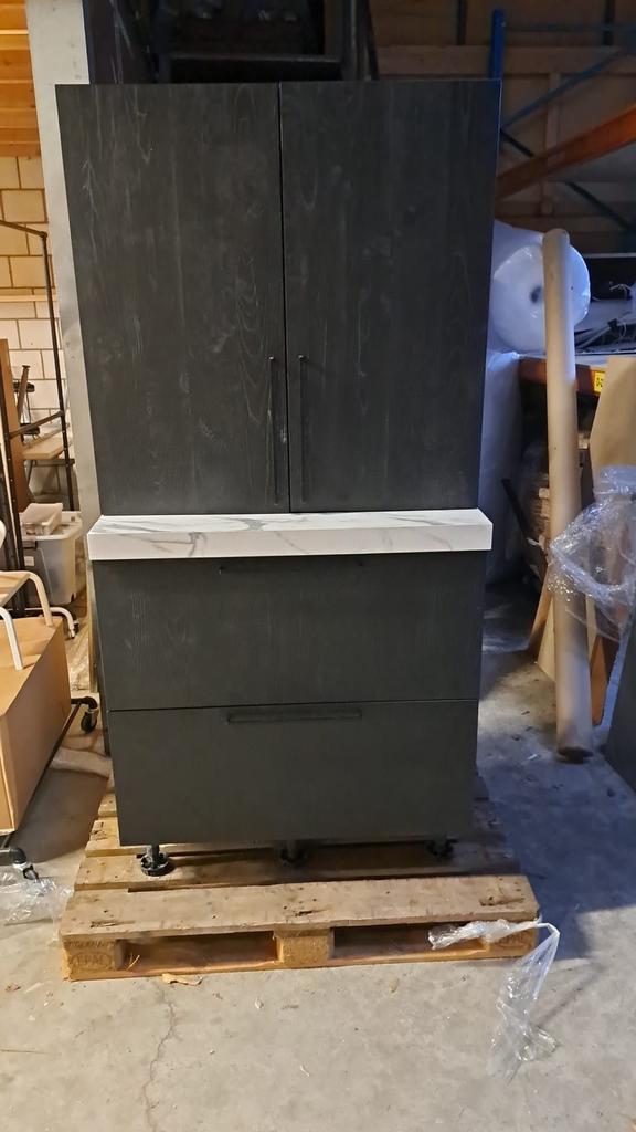 Badkamermeubel met wasbak en opbergkast, Huis en Inrichting, Badkamer | Badkamermeubels, Zo goed als nieuw, Wastafelkast, 150 tot 200 cm