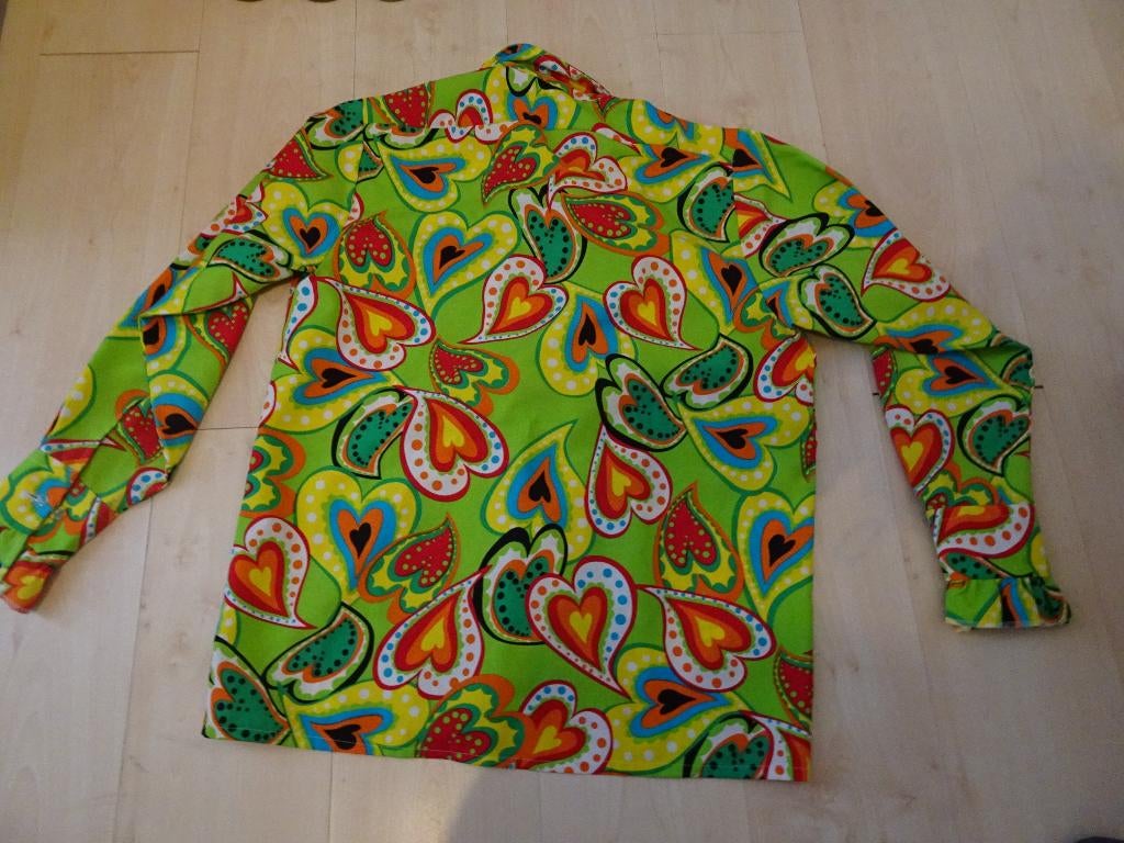 Hippie blouse met rouches hartjes , maat xl eigenlijk nieuw, Kleding | Heren, Magic by Freddy's, Carnaval, Maat 56/58 (XL), Ophalen of Verzenden