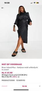Grote maten satijnen jurk zwart maat 52, Kleding | Dames, Ophalen of Verzenden, Zo goed als nieuw, Blauw, Jurk
