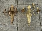 Prachtige antieke vuurvergulde wand kandelaars, Ophalen of Verzenden, Koper of Brons