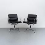 14x Vitra Eames EA 208 Zwart Leer - Gepolijst, Zwart, Ophalen of Verzenden, Zo goed als nieuw, Metaal