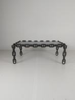 Vintage Brutalist Zwart IJzeren Ketting Salontafel met Origi, Ophalen