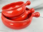 Rode vintage schalenset, Gebruikt, Ophalen of Verzenden, Kom(men), Overige stijlen
