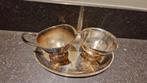Verzilverd servies met metalen kannetje, Antiek en Kunst, Ophalen of Verzenden, Zilver