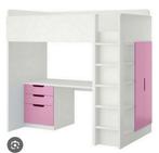 Ikea stuva hoogslaper met bureau,  roze, Ophalen, Gebruikt, Hoogslaper