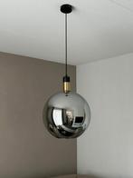 Moderne zilveren bol hanglamp, Huis en Inrichting, Ophalen of Verzenden, Zo goed als nieuw, Glas, Modern