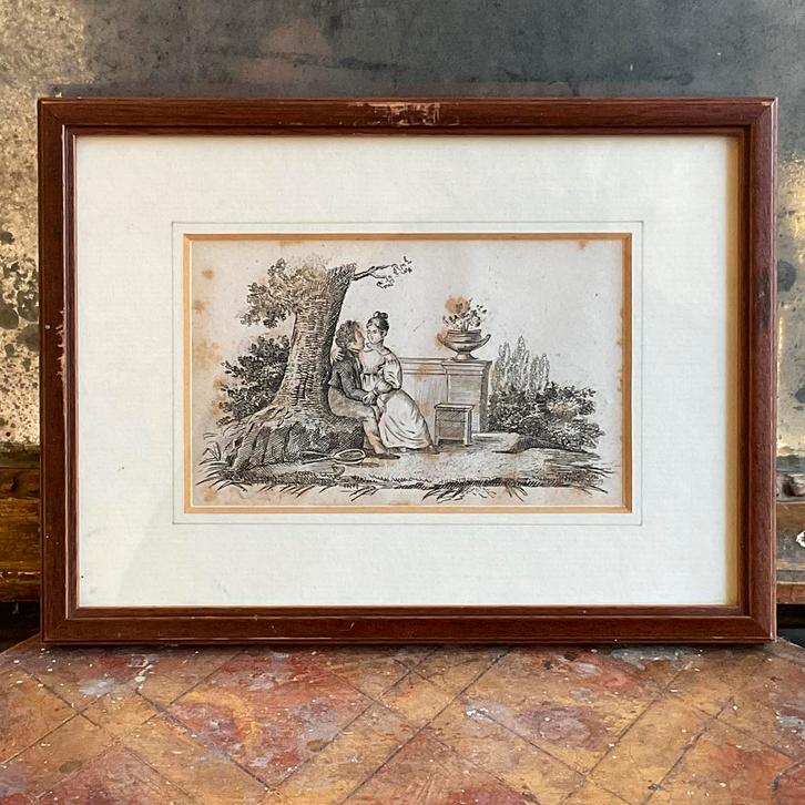 Sale antieke gravure *tres belle*, Antiek en Kunst, Curiosa en Brocante, Ophalen of Verzenden