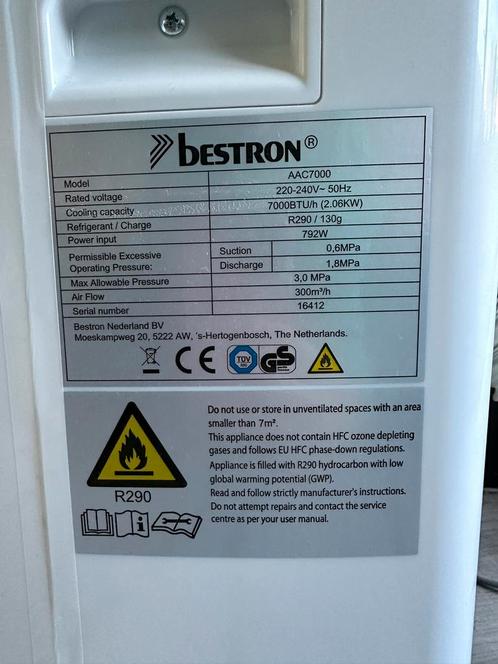 Bestron Mobiele Airco - Zo Goed Als Nieuw, Witgoed en Apparatuur, Airco's, Zo goed als nieuw, Mobiele airco, Minder dan 60 m³