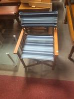 Regisseursstoel - Blauw/Wit Gestreepte Bekleding, Huis en Inrichting, Stoelen, Hout, Gebruikt, Blauw, Ophalen of Verzenden