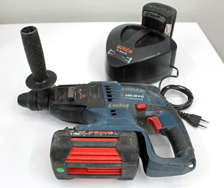 Bosch Blauw GBH 36 V-LI  Accuboorhamer met 2 accu's en lader, Doe-het-zelf en Verbouw, Gereedschap | Boormachines, Gebruikt, Boor- en/of Breekhamer