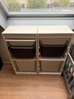 Twee opbergkasten met bakken, Met plank(en), Kunststof, Gebruikt, Minder dan 100 cm