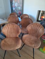 6x MX Sofa eetkamerstoelen – bruin velvet / suède look, Bruin, Ophalen of Verzenden, Zo goed als nieuw, Stof