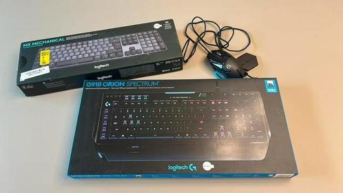 Logitech MX Mechanical + G910 Orion Spectrum + G502, Computers en Software, Toetsenborden, Niet werkend, Qwerty, Bedraad, Toetsenbord en muis-set
