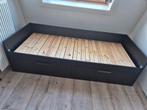 Uitschuifbaar 1/2 persoonsbed met lades, Eenpersoons, Zwart, Ophalen of Verzenden, 80 cm