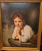 Oude Schilderij: Meisje aan het Venster, Ophalen of Verzenden