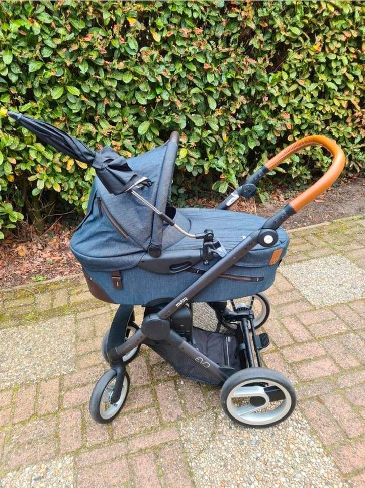 Zgan Mutsy Evo Industrial Denim Bleu kinderwagen, Kinderen en Baby's, Kinderwagens en Combinaties, Zo goed als nieuw, Kinderwagen