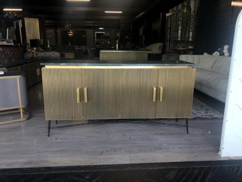 Dressoir Ironville van Richmond interiors 160cm goud/zwart, Huis en Inrichting, Kasten | Dressoirs, Zo goed als nieuw, 150 tot 200 cm