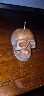 Handgemaakte Schedel Kaars - Antraciet met bladgoud, Ophalen, Overige materialen, Nieuw, Grijs