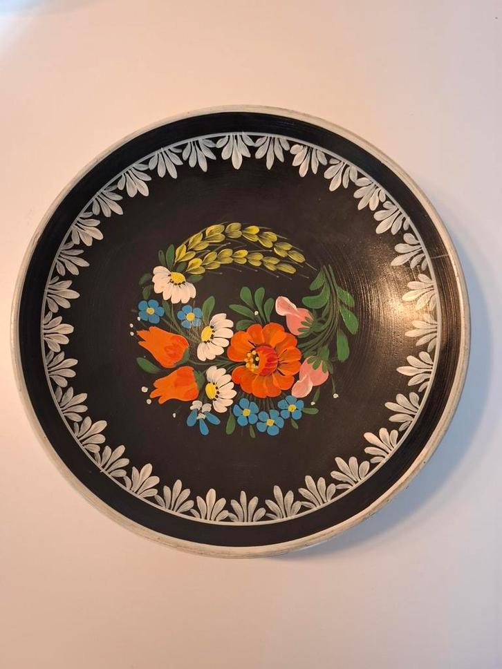 Handbeschilderde wandbord met Bloemmotief, Antiek en Kunst, Antiek | Wandborden en Tegels, Ophalen of Verzenden