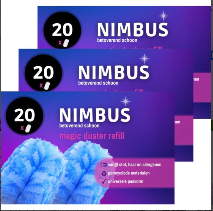 NIMBUS Magic Duster Navulling 20 stuks van 15 voor 9, Hobby en Vrije tijd, Stoffen en Lappen, Nieuw, Katoen, 120 cm of meer, 30 tot 200 cm