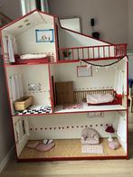 Houten poppenhuis met meubeltjes, Verzamelen, Poppenhuizen en Toebehoren, Ophalen, Gebruikt, Poppenhuis