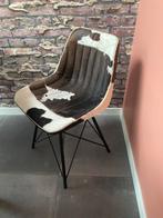 4 Koeienleren Eettafelstoelen - Gebruikt, Huis en Inrichting, Stoelen, Ophalen, Gebruikt, Bruin, Vier