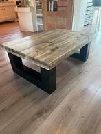 Steigerhouten Salontafel met Zwart Onderstel, Ophalen, Gebruikt, 100 tot 150 cm, 50 tot 100 cm