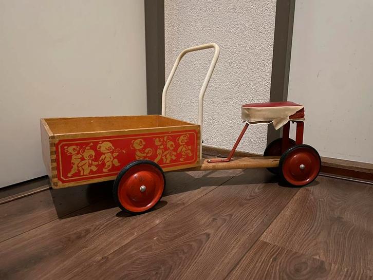 Houten (loop) Bakfiets, Kinderen en Baby's, Speelgoed | Buiten | Voertuigen en Loopfietsen, Gebruikt, Ophalen
