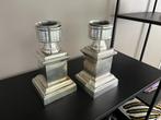 2x zwaar verzilverde kandelaar h=24cm vierkant, Antiek en Kunst, Antiek | Goud en Zilver, Ophalen of Verzenden, Zilver
