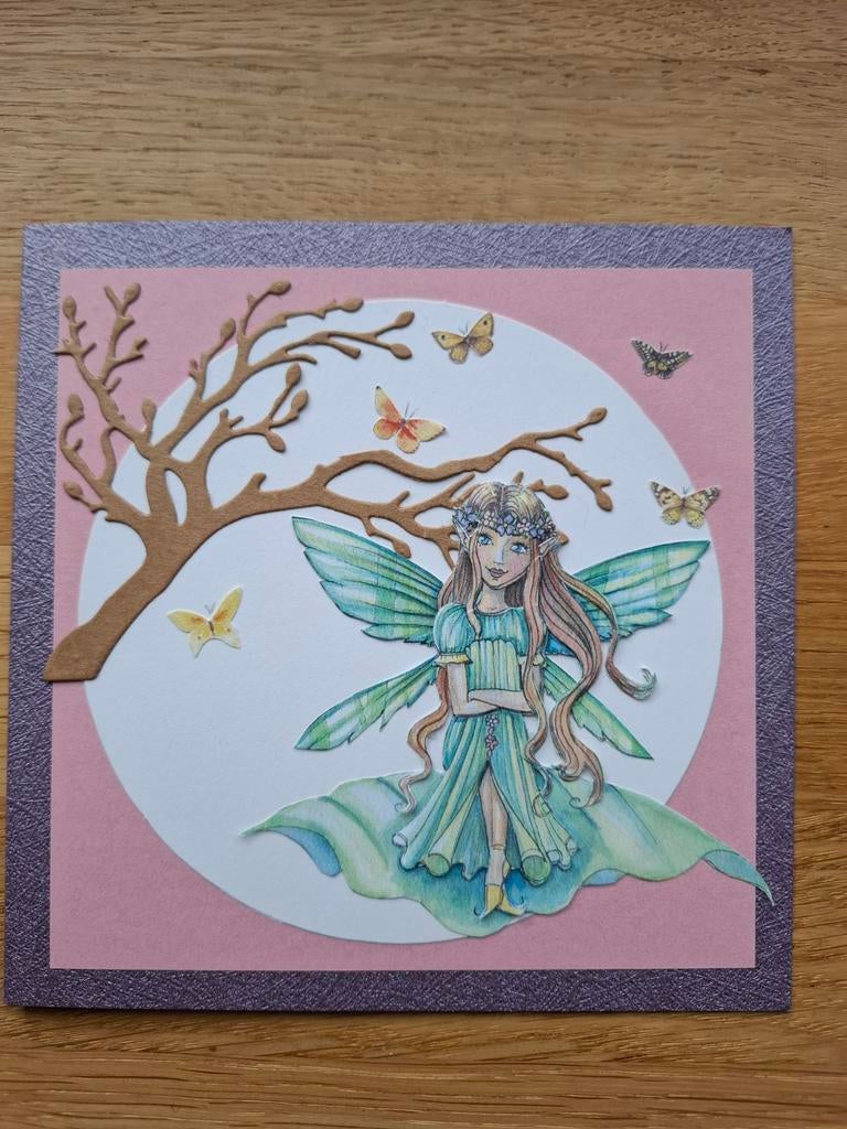 Zelfgemaakte kaart met fantasy fairy, Ophalen of Verzenden, Nieuw