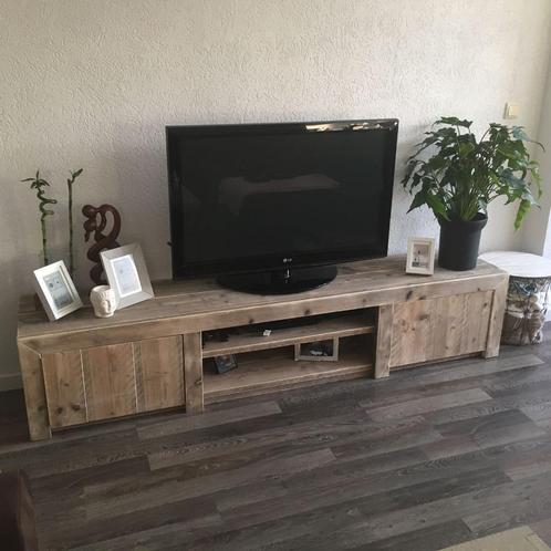 Uniek TV-meubel, audiomeubel van steigerhout elke maat/vorm, Huis en Inrichting, Kasten | Televisiemeubels, Nieuw, Ophalen
