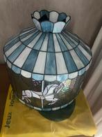 Vintage Tiffany Stijl Lampenkap met Paarden, Gebruikt, 25 tot 50 cm, Wit, Rond