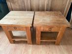 2 teak houten salontafels bijzettafels, Gebruikt, 45 tot 60 cm, Koloniaal, landelijk, Minder dan 55 cm