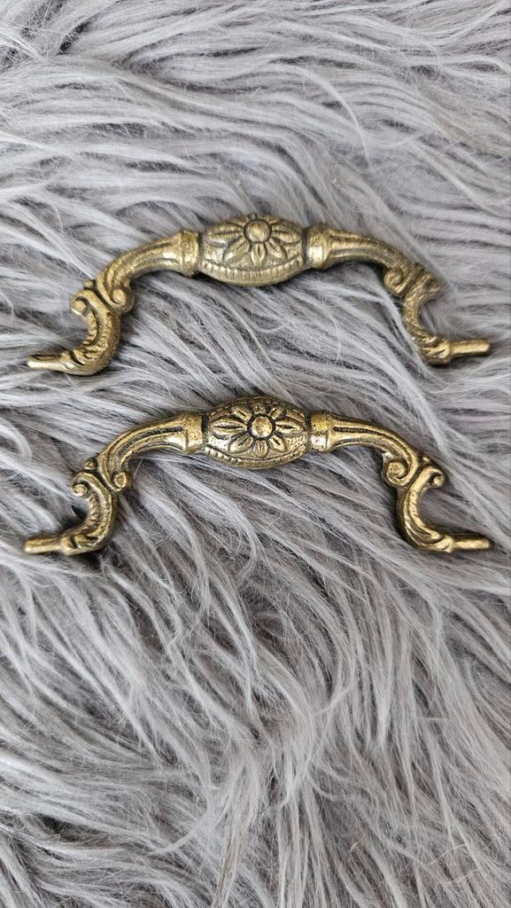 Antieke Franse ladegrepen - messing/koper - bloemdecor, Huis en Inrichting, Woonaccessoires | Kapstokken, Ophalen of Verzenden