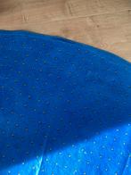 Rond blauw Frans tafelkleed met klein geel bloemetje., Ophalen of Verzenden, Gebruikt, Rond