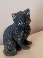 Vintage 1980 keramiek zwarte kat beeld, Ophalen of Verzenden