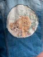 Spijkerjas met Poezen Applicatie, Ophalen of Verzenden, Gedragen, Maat 38/40 (M), Blauw