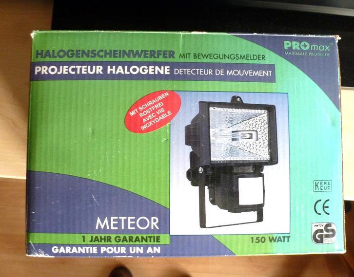 halogeen straler met bewegingsmelder, Promax, Nieuw!!, Tuin en Terras, Buitenverlichting, Nieuw, 50 tot 250 watt, Netvoeding, Bewegingssensor