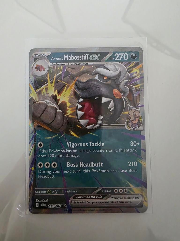 Pokemon Arven's Mabosstiff ex 139/182 Destined Rivals, Hobby en Vrije tijd, Verzamelkaartspellen | Pokémon, Losse kaart, Ophalen of Verzenden