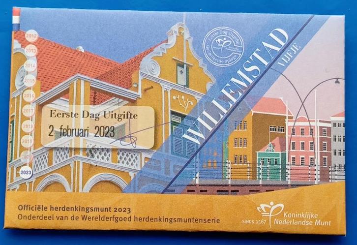 Willemstad Vijfje 2023 Eerste Dag Uitgifte, Postzegels en Munten, Munten | Nederland, Setje, Euro's, Koningin Beatrix, Verzenden