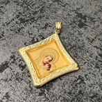 14 karaat gouden hanger heilige maria kruis jezus, Ophalen of Verzenden, Zo goed als nieuw