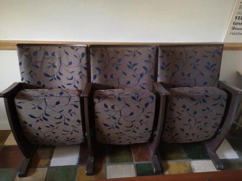 3 bioscoop stoelen, Huis en Inrichting, Stoelen, Gebruikt, Drie, Bruin, Ophalen