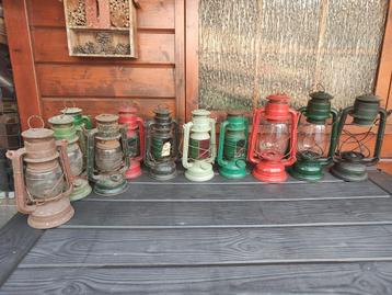 Partij vintage olielampen – 11 stuks – antiek / brocante  beschikbaar voor biedingen