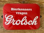 Grolsch Emaille Bord Langcat - Zeer Goede Staat, Antiek en Kunst, Ophalen of Verzenden