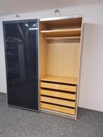 Mooie pax kledingkast met zwart glas deuren. Monteren mgl., 200 cm of meer, Ikea, Met klep(pen), Ophalen of Verzenden