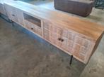 Tv-meubel mangohout 220 cm lang, Ophalen, ., 200 cm of meer, .