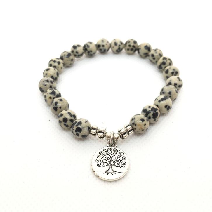 Stylish Jaspis Armband met Levensboom Bedel – Uniek!, Sieraden, Tassen en Uiterlijk, Edelstenen, Nieuw, Ophalen of Verzenden