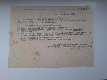 Gevreesd Poststuk 1943 Gouda Bodegraven beschikbaar voor biedingen